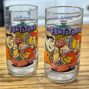 Vintage Flintstones 30th Anniversary Promo 1963 Glasses  set of 2